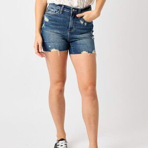 Judy Blue Mid-Length, Distressed Shorts
